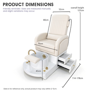 High Quality Luxury Modern Pedicure Chair for Nail Salons Pedicure Foot Spa with Adjustable <b>Seat</b> and Backrest for Nail Techs - Product Image 6