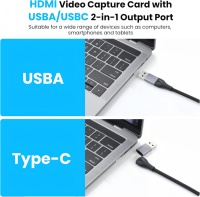 Carte d'enregistrement de capture vidéo compacte 4K HDMI vers 1080P USB-A/USB-C adaptée aux réunions de streaming vidéo de jeu et à l'enregistrement TV