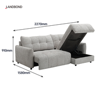Canapé d'angle moderne en forme de L avec chargeur USB et rangement, 5 places, convertible électrique, canapé-lit