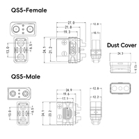 Connecteur QS5 60A, prise haute intensité 500V DC, chargeur EV, contact en cuivre plaqué or, boîtier PA66, prise stable et sûre