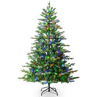 Árbol de Navidad Artificial de Cedro Ecológico de Alta Calidad con Pantalla LED, Luces Cálidas Multicolores y Base Sencilla