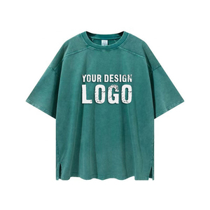 T-shirt Homme Américain en Coton à Épaules Tombantes, Coupe Ample et Respirante, Manches Courtes, Effet Délavé et Vieilli, Idéal pour l'Été et les Tenues Décontractées - Product Image 2