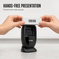 Scanner de codes-barres de bureau 2D à grand angle mains libres, détection automatique, filaire USB pour caisse de vente au détail, réponse rapide, commandes en gros bienvenues