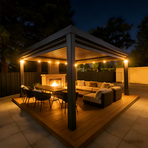 Classic Powder Coated Aluminum <strong>Pergola</strong> with Roof Patio <strong>Small</strong> Private Electric Outdoor Waterproof - Product Image 5