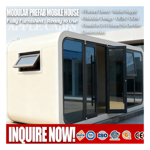 Casa Prefabricada Portátil de Acero con Puerta de Vidrio de Diseño Moderno Personalizable, Mini Casa Móvil Tipo Cápsula Espacial, Cabaña Apple Pod - Product Image 1