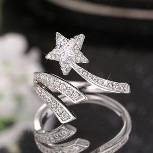 Anello Aperto a Doppio Strato con Motivo Stella e Luna, Anello Classico da Donna - Product Image 4