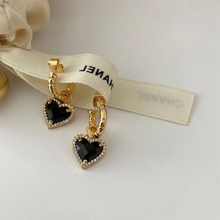 Gold Plated Huggie Earrings CZ Small Huggie Hoop Earrings Dangle Drop Heart Huggie Cuff Earrings Minimal Jewelry for Women Girls