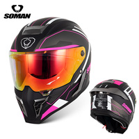 Casque de moto intégral homologué SOMAN DOT, casque de course multi-densité EPS pour hommes et femmes, toutes saisons H10
