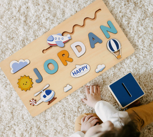 Tableau d'activités Montessori multifonction personnalisable Novacross, <span class=keywords><strong>puzzle</strong></span> en <span class=keywords><strong>bois</strong></span> avec nom et enseignes murales - Product Image 4