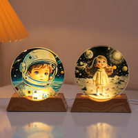 Veilleuse en cristal 3D gravée au laser avec base en plastique LED, décoration de chambre, cadeau