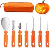 Professionele, heavy-duty, roestvrijstalen, handmatige 7-delige Halloween-pompoen snijset