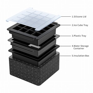 Bhd BPA free Silicone pha lê <span class=keywords><strong>Ice</strong></span> molds với nắp có thể tháo rời để làm cho 16 rõ ràng <span class=keywords><strong>ice</strong></span> <span class=keywords><strong>cubes</strong></span> cho Whisky Cocktail Bourbon - Product Image 3