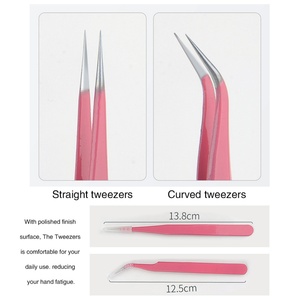 Pince à épiler pour extensions de cils Pinky Leem, logo personnalisé, acier inoxydable de qualité supérieure, professionnelle, entièrement articulée à 45, 75 et 90 degrés - Product Image 6