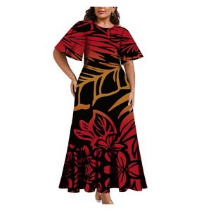 <span class=keywords><strong>Robe</strong></span> longue plissée à manches mi-évasées sur mesure, <span class=keywords><strong>taille</strong></span> plus, style hawaïen, <span class=keywords><strong>robe</strong></span> décontractée pour femmes, <span class=keywords><strong>robe</strong></span> polynésienne - Product Image 2