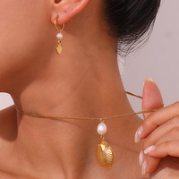 Nouveau collier de perles en acier inoxydable étanche, série Océan, plaqué PVD 18 carats, bijoux de mode, ensemble de boucles d'oreilles en perles