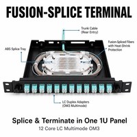 Boîtier de terminaison 10G haute densité 1U, style ouvert, 12 cœurs, OM3, multimode, pour panneau de brassage de fibres à fusion, entièrement équipé