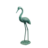 Ensemble de 2 statues de cigognes en aluminium, finition verdigris, sculptures d'oiseaux, décoration d'art pour jardin, patio, pelouse, extérieur