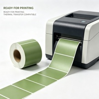 Rouleau d'étiquettes autocollantes vierges vert olive durables et écologiques, format personnalisé, transfert thermique, pour entrepôt