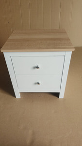 Modern 2-Drawer White Pine <strong>Bedside</strong> Table | Oak Storage <strong>Organiser</strong> for Bedroom Furniture - Product Image 5