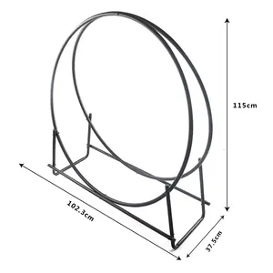 Củi log Rack hoop-trong nhà/ngoài trời hình ống thép gỗ lưu trữ chủ Vòng củi là dễ dàng để đặt lại với nhau