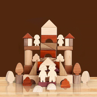Juguete Educativo Montessori de Madera Natural Apilable, Bloques de Construcción de Madera para Niños