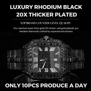 Reloj para Hombre con Diamantes Moissanite, Lujoso, Chapado en Oro Real de 18k/Oro Blanco Platino/Rodio Negro, Cuarzo, Esfera Cuadrada de 41MM - Product Image 4