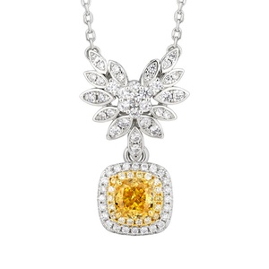 Collar de alas de ángel con colgante de diamante de alto carbono de 6*6 mm, estilo moderno y ecológico, con incrustaciones de cobre, para uso diario femenino. - Product Image 1
