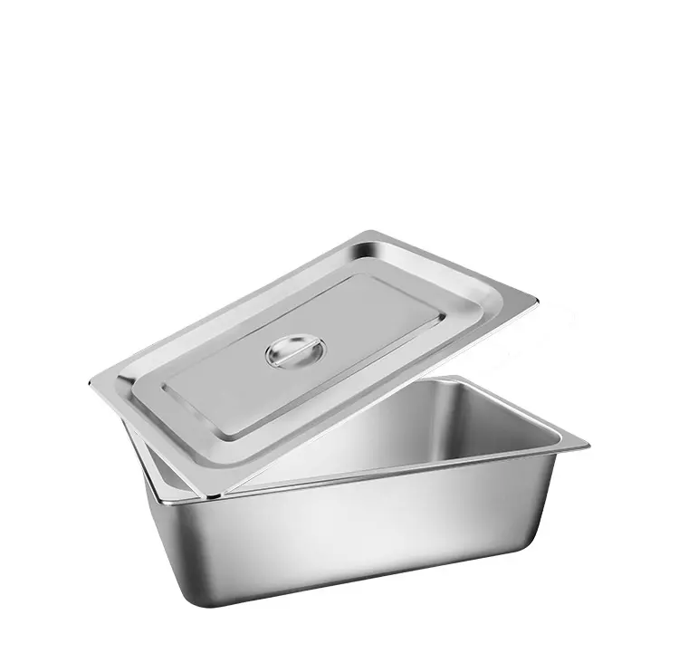 Stainless Steel Thick Plate With Cover Stainless Steel Serving Trays Thickness Rectangle Serving Tray For Buffet Hotel