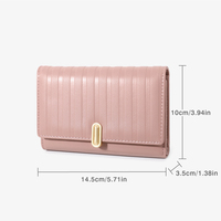 Dompet Pendek Wanita Model Lipat Tiga, Tas Clutch PU Tahan Air, Penutup Hasp, Lapisan Poliester