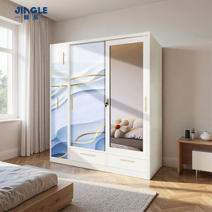Armario Personalizado con Cajones, Armario Metálico de 3 Puertas Corredizas con Espejo <span class=keywords><strong>para</strong></span> Guardar <span class=keywords><strong>Ropa</strong></span> en el Dormitorio, Lemari Pakaian - Product Image 3