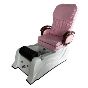 Fauteuil de pédicure inclinable rose en PU, système de jets sans tuyau avec massage chauffant et lampe LED 7 couleurs pour salon de manucure - Product Image 1
