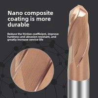 Fresa de extremo esférico de 55 mm de carburo para CNC, herramienta extendida de dos filos para fresado de acero tipo R