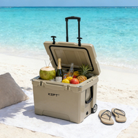 Glacière rigide thermique rotomoulée 42QT avec roues et poignée télescopique, glacière portable robuste pour canettes et activités extérieures