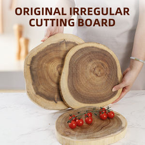 Tabla de Cortar de Madera de Acacia en Corte Crudo de Pieza Entera, Tabla de Pan y Fruta de Forma <span class=keywords><strong>Irregular</strong></span> para Camping y Comedor - Product Image 2