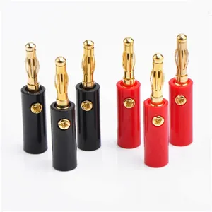 Black+Red 4.0 mm Gold Plated Solderless Banana Connector