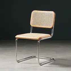 Mid Century Accent Vintage Comfortable Restaurant Hotel Metal Frame Cane <b>Rattan</b> <b>Dining</b> <b>Chair</b> - Product Image 3