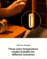 Lampe de chevet S26L avec chargeur sans fil 15W, lampe de bureau à charge rapide avec chargeur sans fil pour téléphone Android