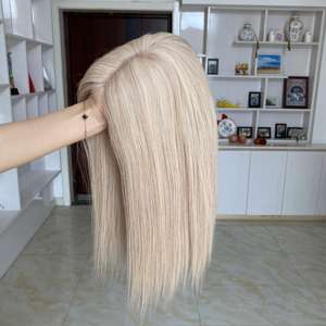 Nouveauté YF-2408 # Topper mono 18A/60 en cheveux humains, base mono avec tissage, pour femmes, cheveux vierges européens, cuticules alignées - Product Image 6