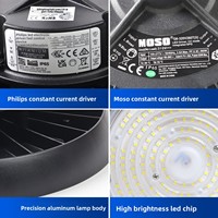 Lampe UFO transfrontalière étanche IP65 pour éclairage industriel d'entrepôt, lampe de mine pour carrelage, en matériau PC, AC100-277
