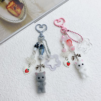 Mignon 3D résine lapin ours chat porte-clés métal téléphone portable et caméra lanière pendentif Anti-perte écouteur chaîne cadeau pour femmes hommes
