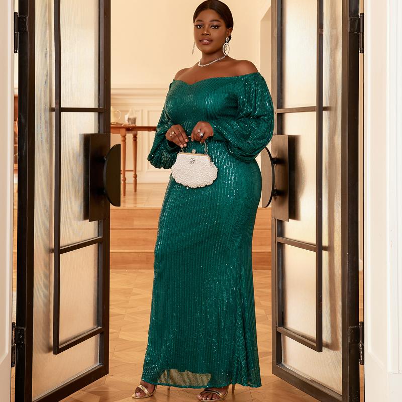 mermaid gown wedding dress Sparkly Mermaid Off the Shoulder Long Sleeves Sequins Wedding Dresses  AB081910