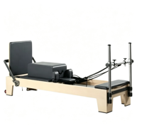 Reformer Pilates en Bois d'Érable avec Montants en Aluminium – Appareil Commercial pour Studio, Salle de Sport et Domicile – Équipement d'Exercice pour Entraînement Corporel et Renforcement du Core