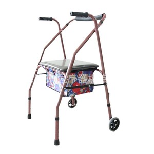 Xuhaode Walker With <b>Seat</b> Folding Steel Frame Dual Wheels Brakes <b>Storage</b> For Elderly - Product Image 5