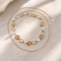 Chaîne de corps géométrique creuse en perles pour femme, chaîne de taille de plage