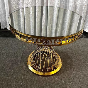 Luxury Durable Modern Round Gold Hotel Furniture Wedding <strong>Tables</strong> Stainless Steel with <strong>Glass</strong> for Outdoor Dining Events - Product Image 4