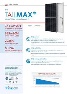 Trinasolar plata enmarcada 144 diseño medio corte monocristalino 395W 400W 405W 410W 415W 420W módulos de panel solar - Product Image 3