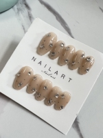 10 pièces de faux ongles à presser faits main, couleurs naturelles, peints à la main au gel, de luxe, personnalisables, best-seller, pour doigts, forme ballerine