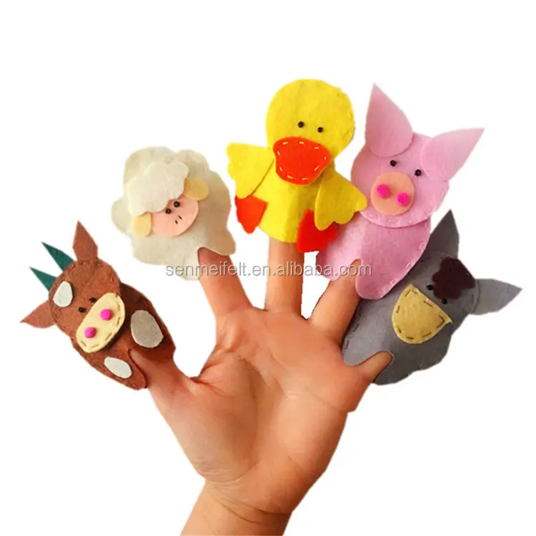 Juegos de marionetas de dedo de animales de bosque de fieltro personalizados marionetas de dedo de tela Linda para niños pequeños marionetas de mano