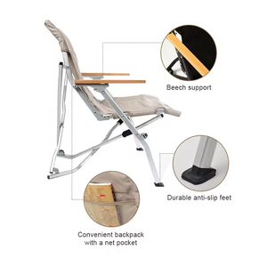 Chaise pliante portable en aluminium polyvalente, moderne, pour l'extérieur, grande et robuste - Product Image 4