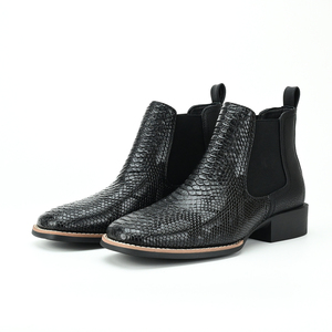 Stivali Chelsea da Uomo in Pelle di Coccodrillo, Stivali Neri a Punta alla Moda, <span class=keywords><strong>Scarpe</strong></span> Eleganti in PU Slip-on <span class=keywords><strong>per</strong></span> Business - Product Image 1